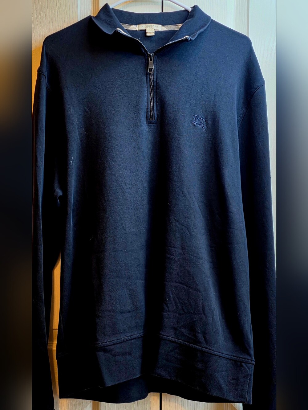 Burberry Men's XL Navy Half-Zip Pullover Sweater